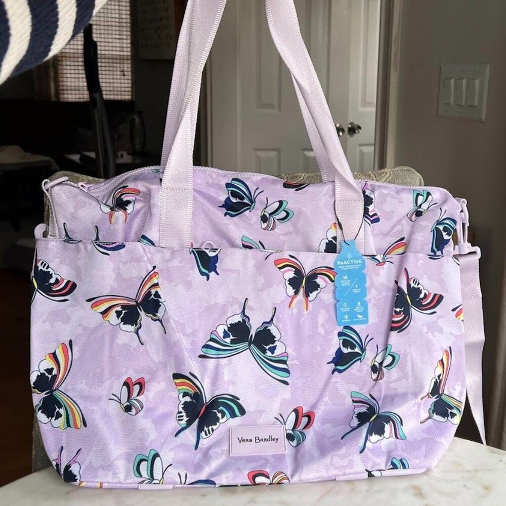 Vera Bradley ReActive Tote in Lavender Butterfly - Picture 2 of 11